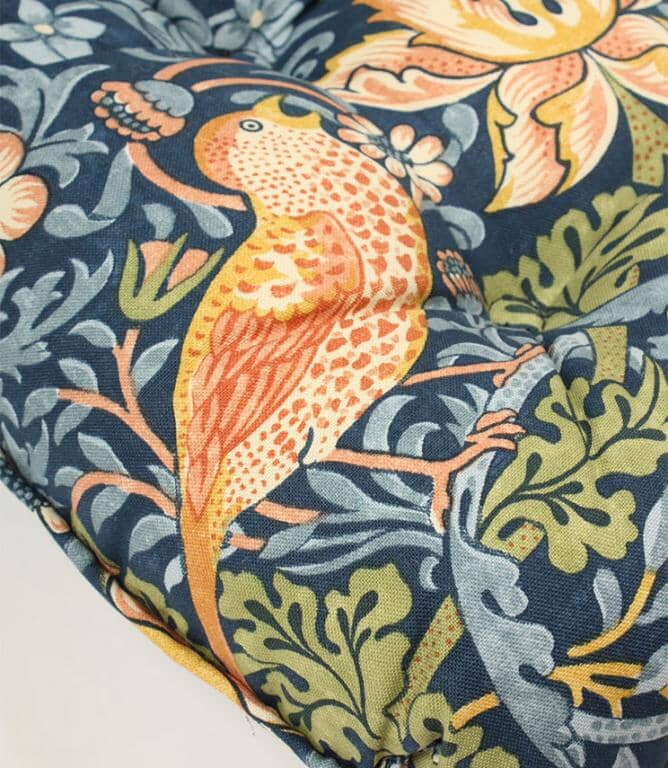 Just Fabrics - William Morris Strawberry Thief Indigo Seat Pad - 777 - Morris Wallpaper