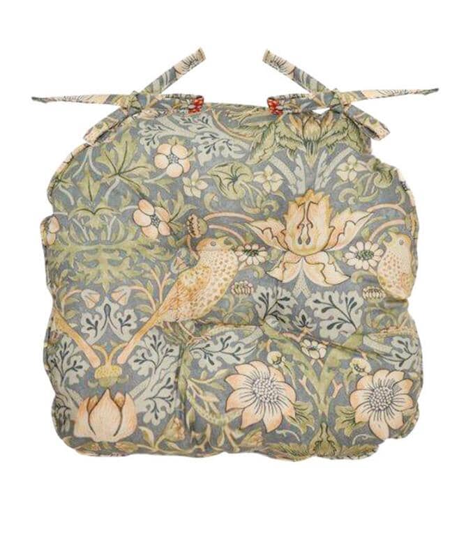 Just Fabrics - William Morris Strawberry Thief Slate Seat Pad - 522 - Morris Wallpaper