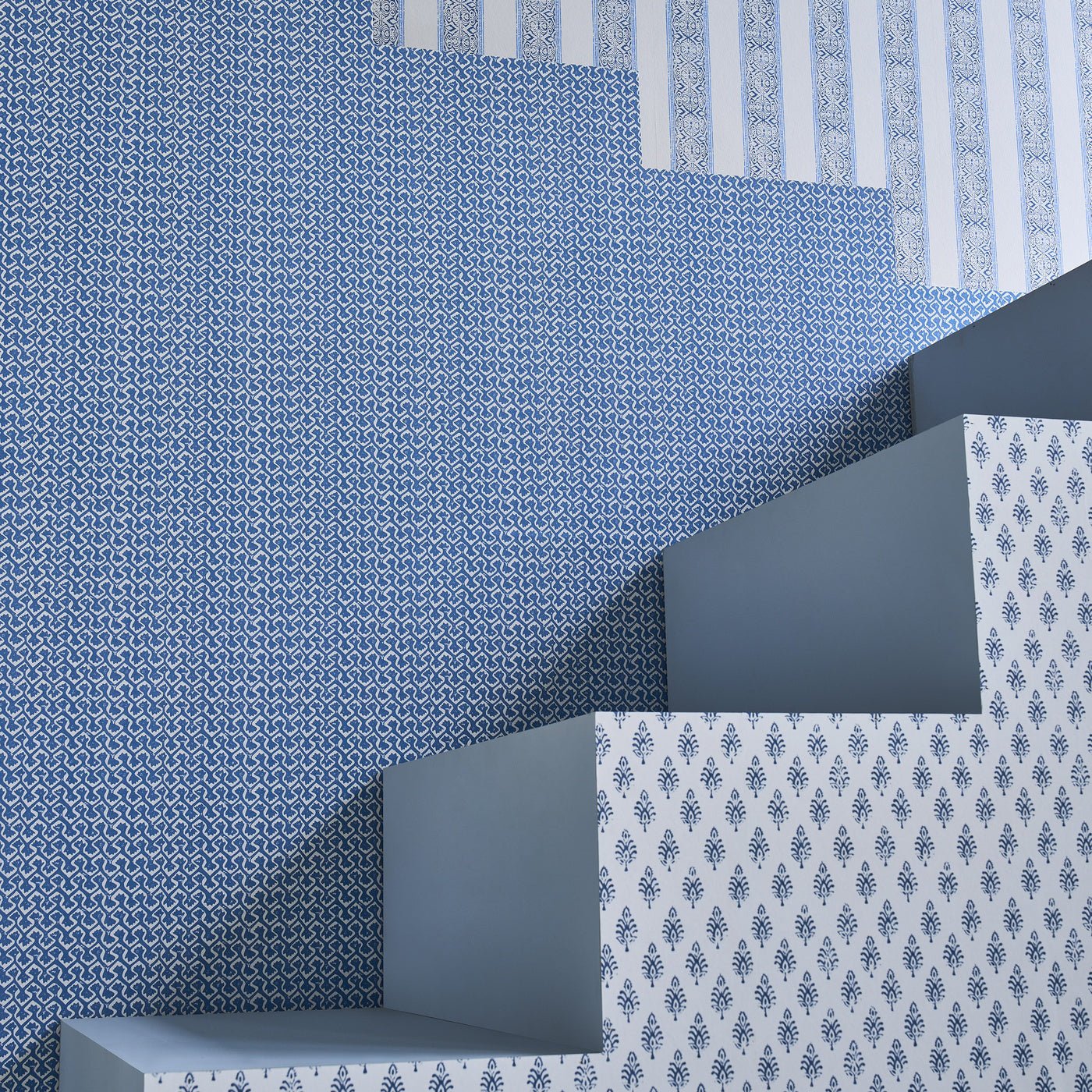 Kalamkari Wallpaper - Cobalt - Clarke & Clarke - W0237/02 - Morris Wallpaper