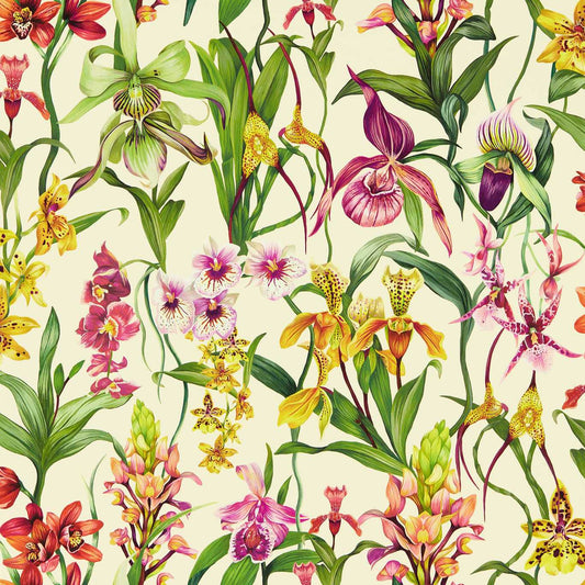 Kalina Wallpaper - Parchment/Forest/Azalea - Harlequin - HC4W113009 - Morris Wallpaper