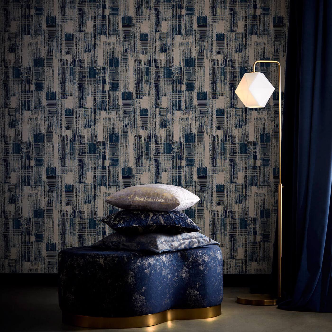 Kazimir Wallpaper - Ink - Clarke & Clarke - W0225/02 - Morris Wallpaper