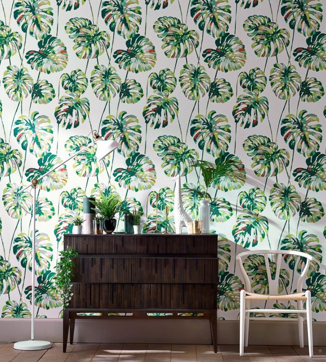 Kelapa Wallpaper - Lagoon/Cerise - HZAP111752 - Harlequin - Morris Wallpaper