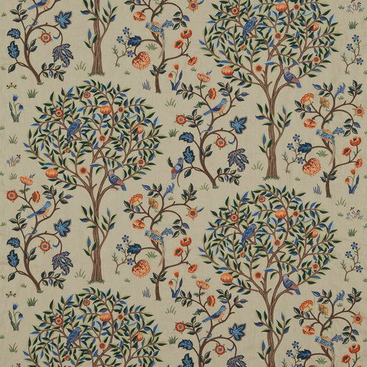Kelmscott Tree Embroidery Fabric - Russet/Forest - Morris & Co - 230341 - Premier Wallcovering