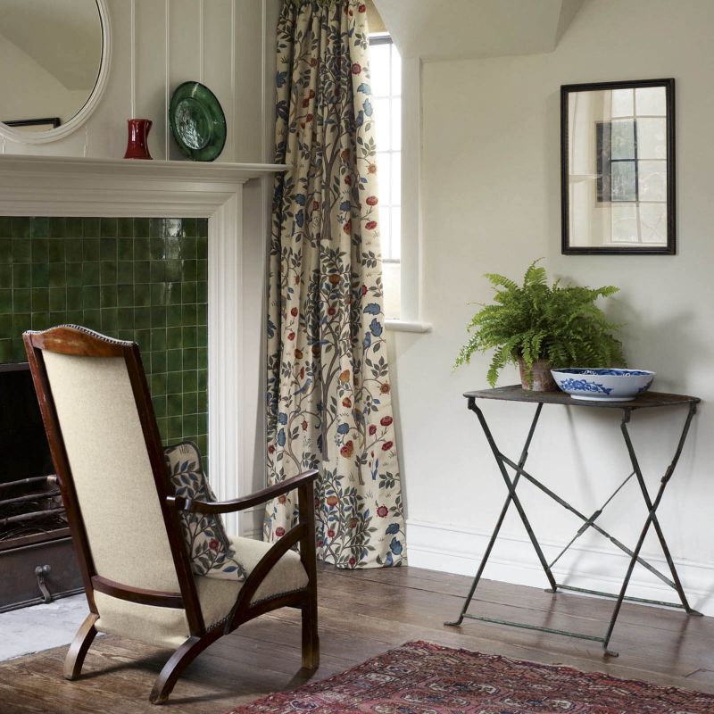 Kelmscott Tree Embroidery Fabric - Russet/Forest - Morris & Co - 230341 - Premier Wallcovering