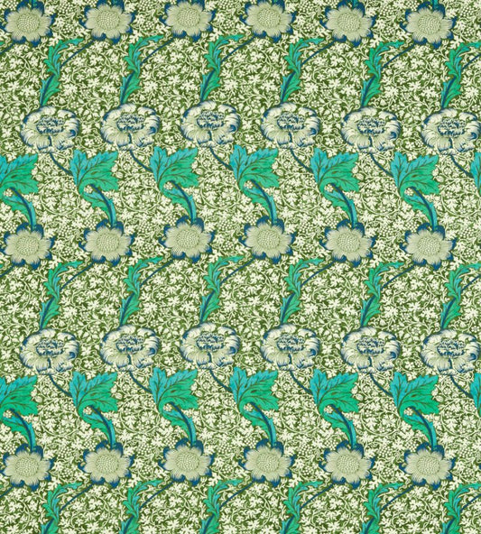 Kennet Fabric - Olive/Turquoise - Morris & Co - 226856 - Premier Wallcovering