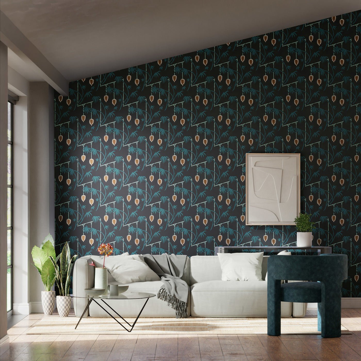 Kimiko Wallpaper - Japanese Ink/Copper - Harlequin - HQN3112940 - Morris Wallpaper