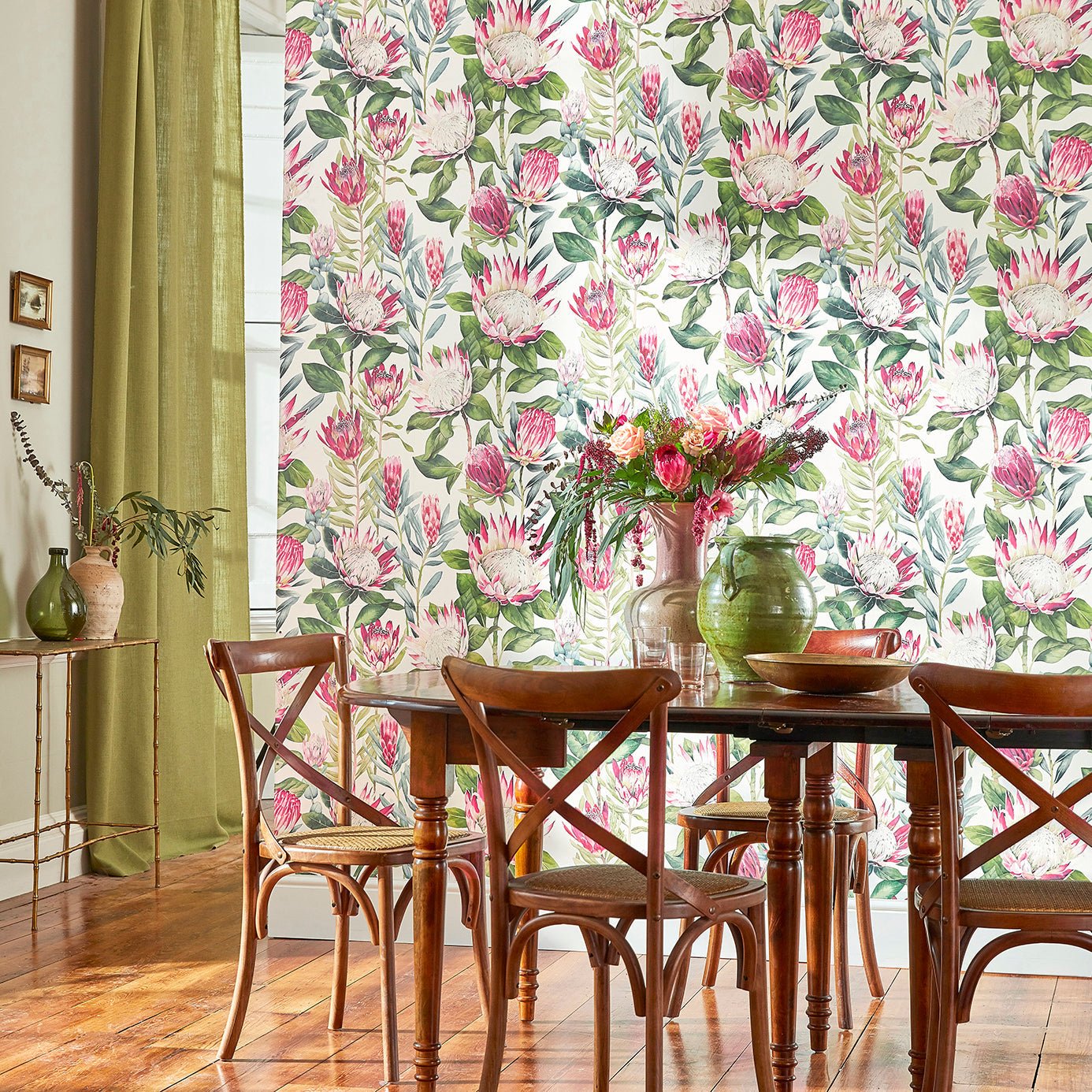 King Protea Wallpaper - Linen/Mica - Sanderson - DGLW216647 - Morris Wallpaper