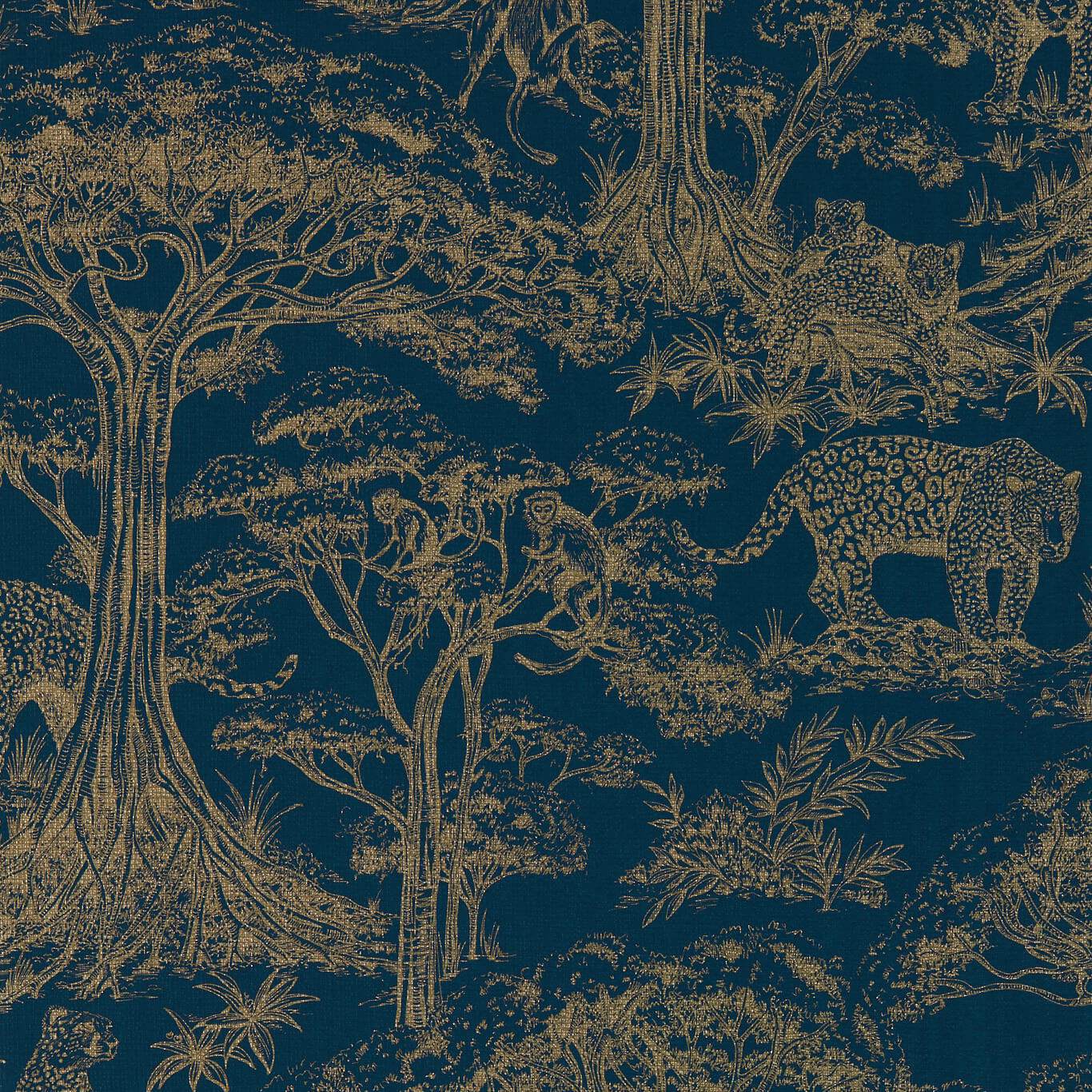 Kisumu Wallpaper - Midnight/Luxe - Clarke & Clarke - W0185/02 - Morris Wallpaper