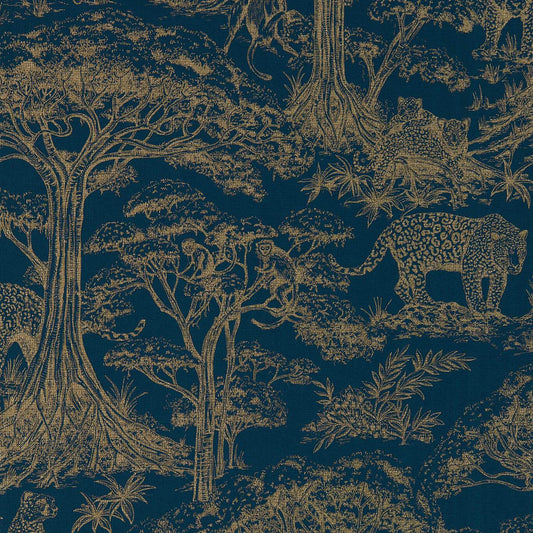 Kisumu Wallpaper - Midnight/Luxe - Clarke & Clarke - W0185/02 - Morris Wallpaper
