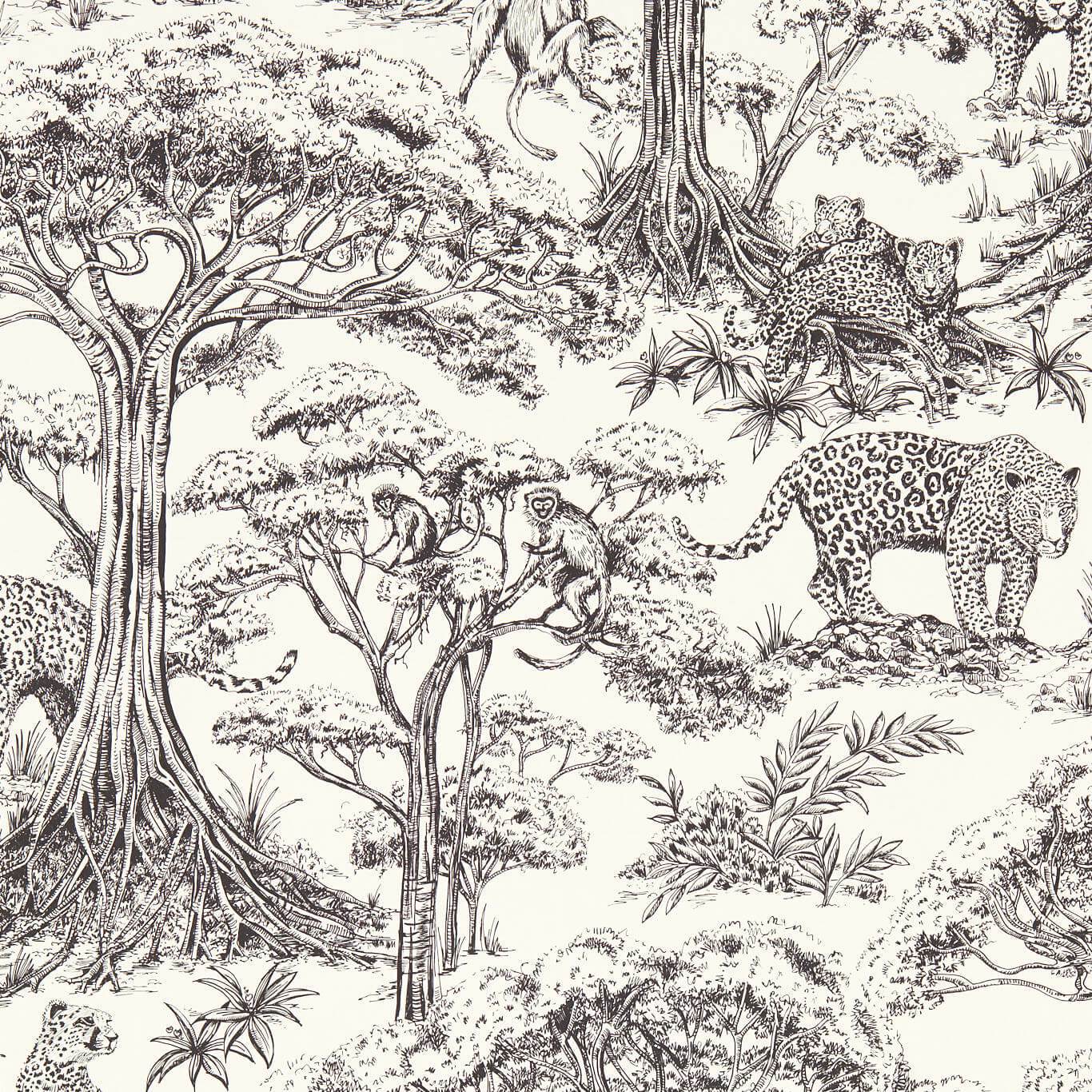 Kisumu Wallpaper - Noir - Clarke & Clarke - W0185/03 - Morris Wallpaper