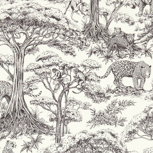 Kisumu Wallpaper - Noir - Clarke & Clarke - W0185/03 - Morris Wallpaper