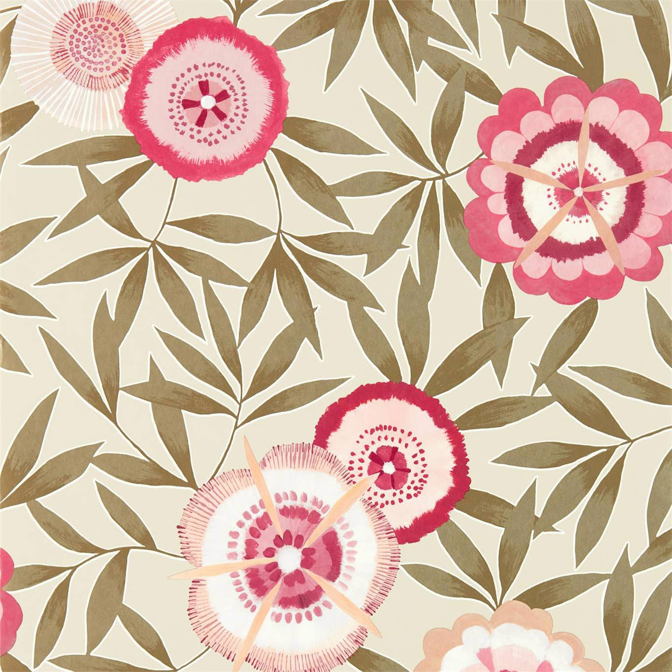 Komovi Wallpaper - Azalea/Gilver - Harlequin - HSAW112161 - Morris Wallpaper