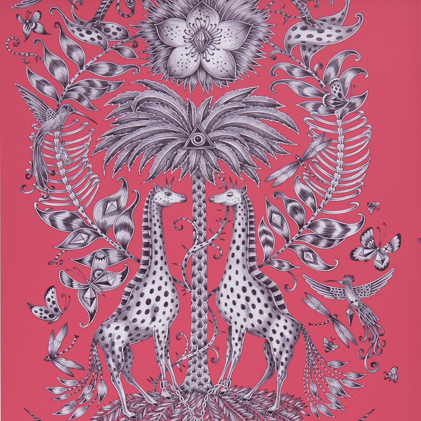 Kruger Wallpaper - Magenta - Clarke & Clarke - W0102/04 - Morris Wallpaper