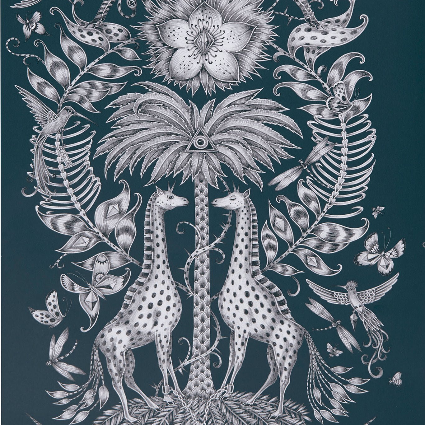 Kruger Wallpaper - Navy - Clarke & Clarke - W0102/06 - Morris Wallpaper