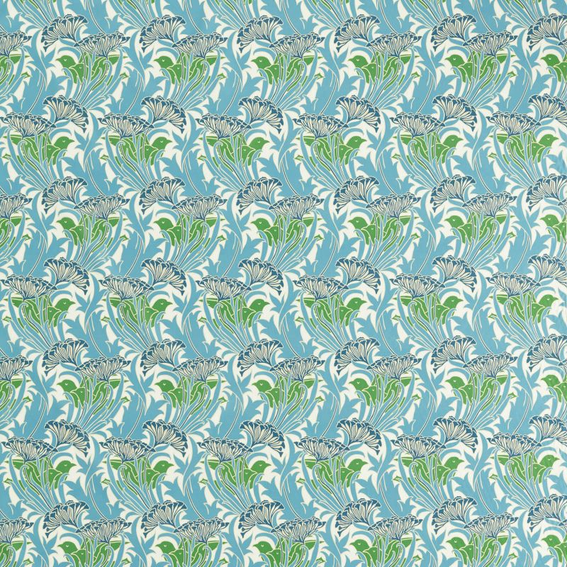 Laceflower Fabric - Garden Green/Lagoon - Morris & Co - 227229 - Premier Wallcovering