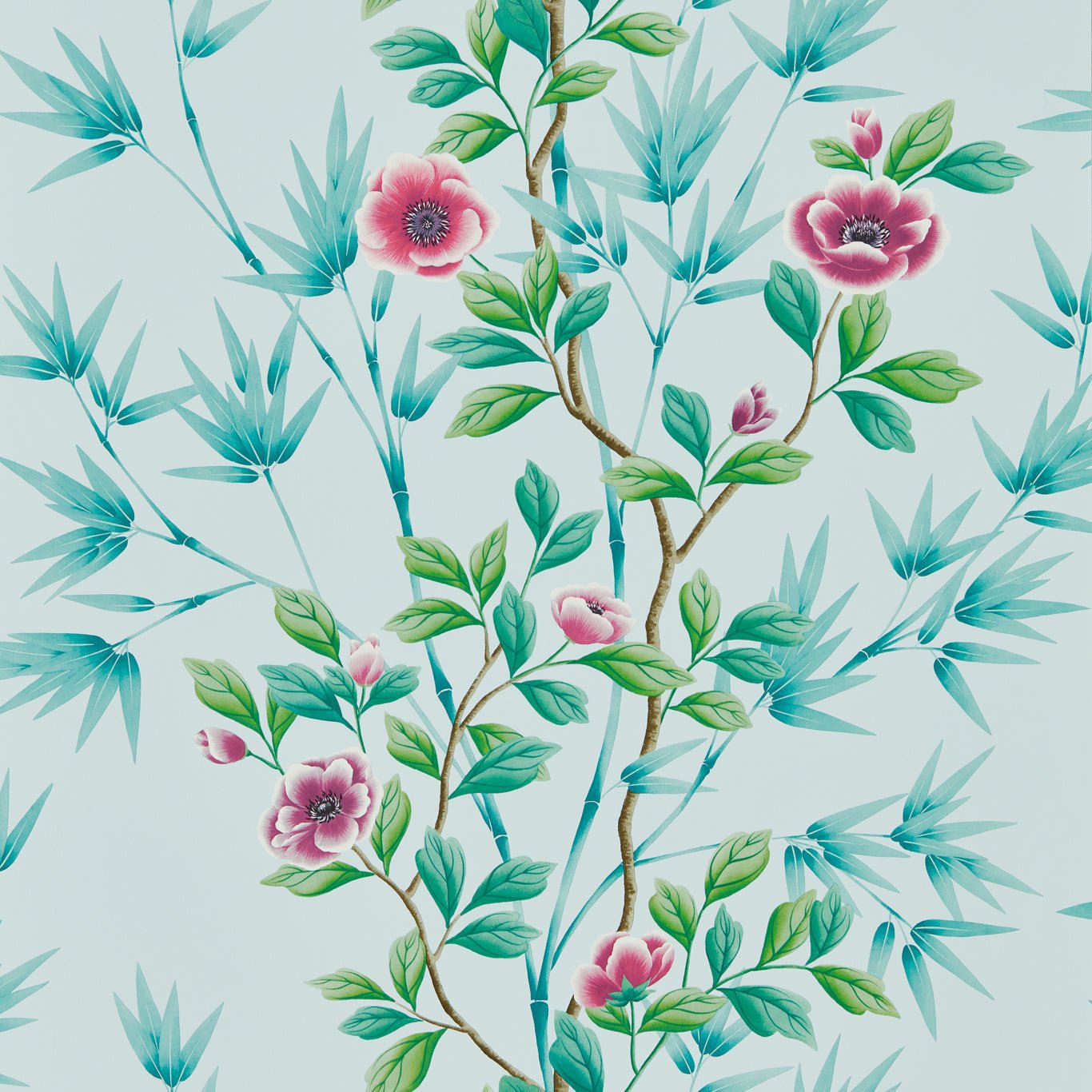 Lady Alford Wallpaper - Sky/Magenta - Harlequin - HDHW112901 - Morris Wallpaper