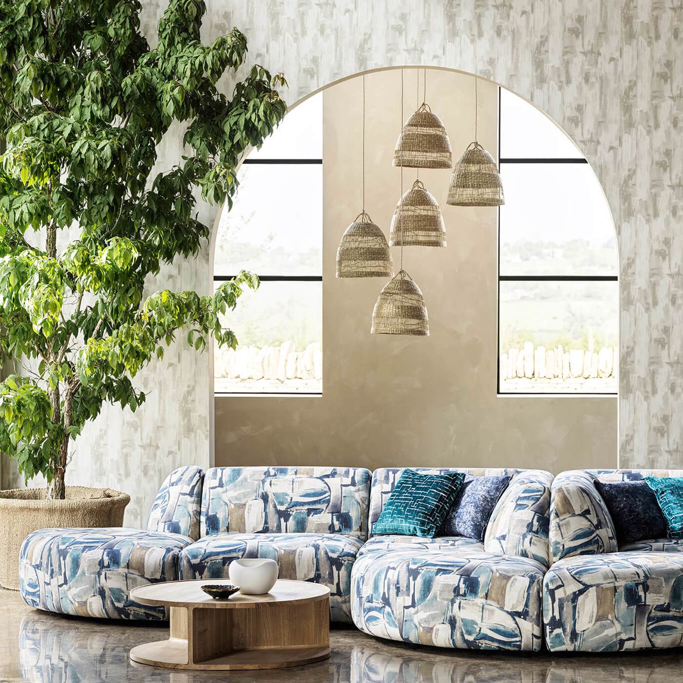 Lagna Wallpaper - Natural - Clarke & Clarke - W0183/03 - Morris Wallpaper