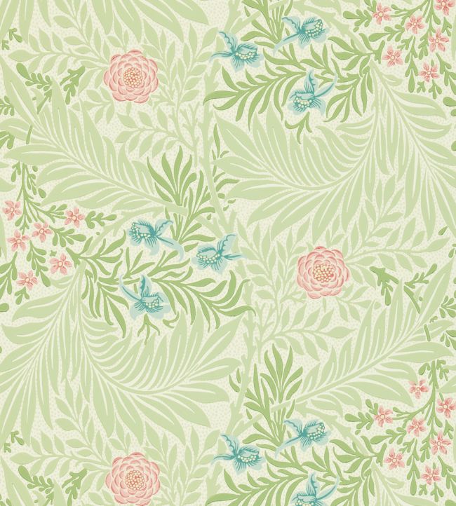 Larkspur Wallpaper - Green/Coral - 212558 - Morris & Co