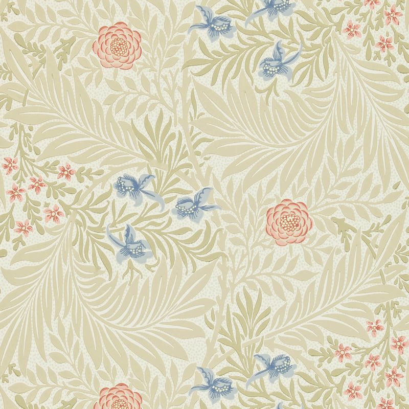 Larkspur Wallpaper - Manilla/Old Rose - Morris & Co - 212557 - Morris Wallpaper