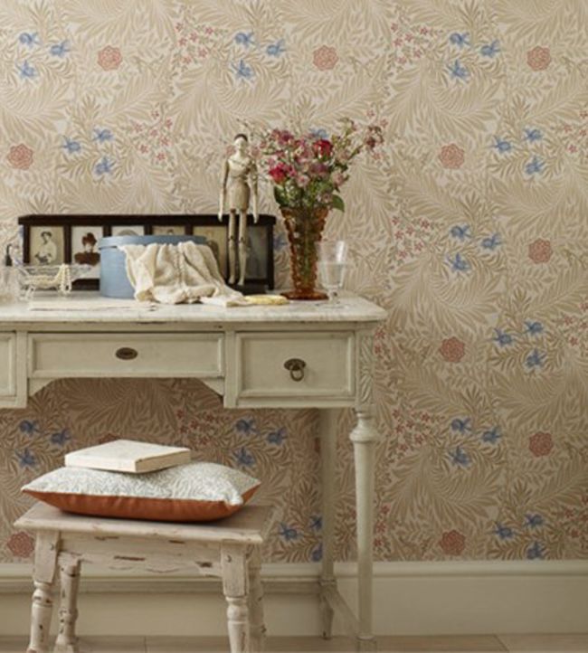 Larkspur Wallpaper - Olive/Lilac - 212555 - Morris & Co - Morris Wallpaper