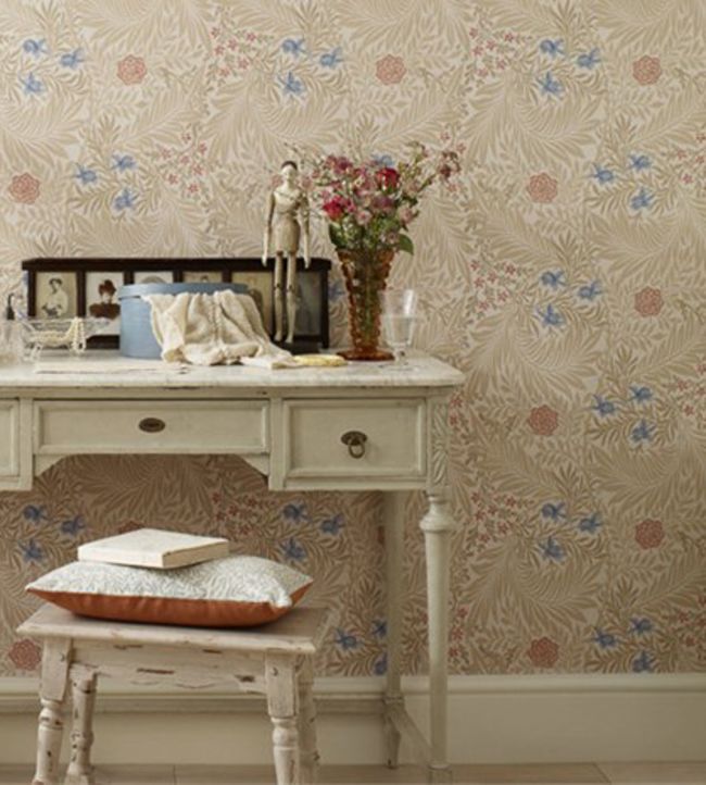 Larkspur Wallpaper - Olive/Lilac - DARW212555 - Morris & Co - Morris Wallpaper