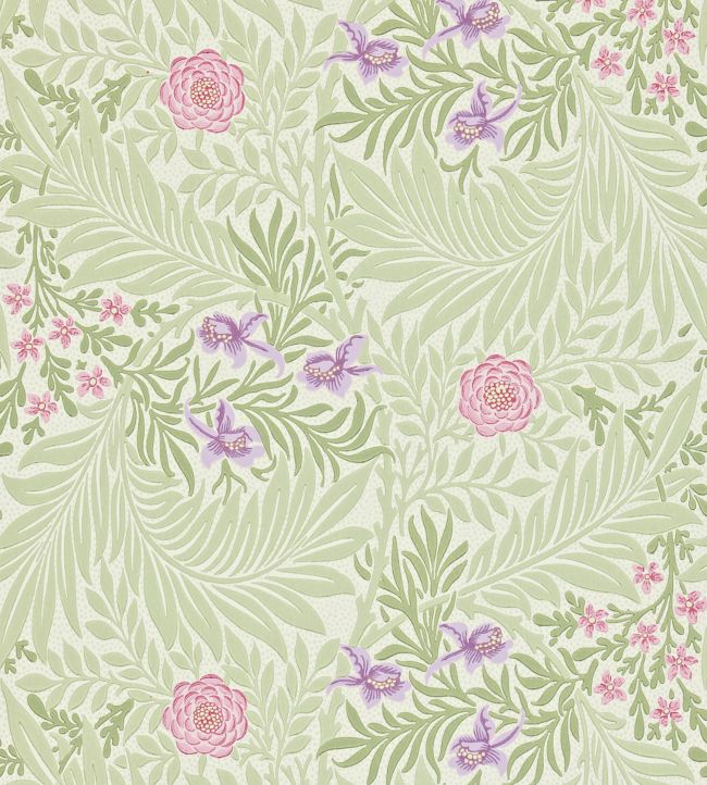 Larkspur Wallpaper - Olive/Lilac - DARW212555 - Morris & Co - Morris Wallpaper