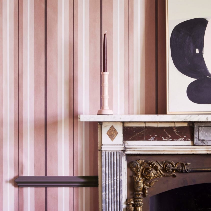 Lauriston Stripe Wallpaper - Sakura - House of Hackney - 1-WA-LAS-DI-SAK-XXX - Morris Wallpaper