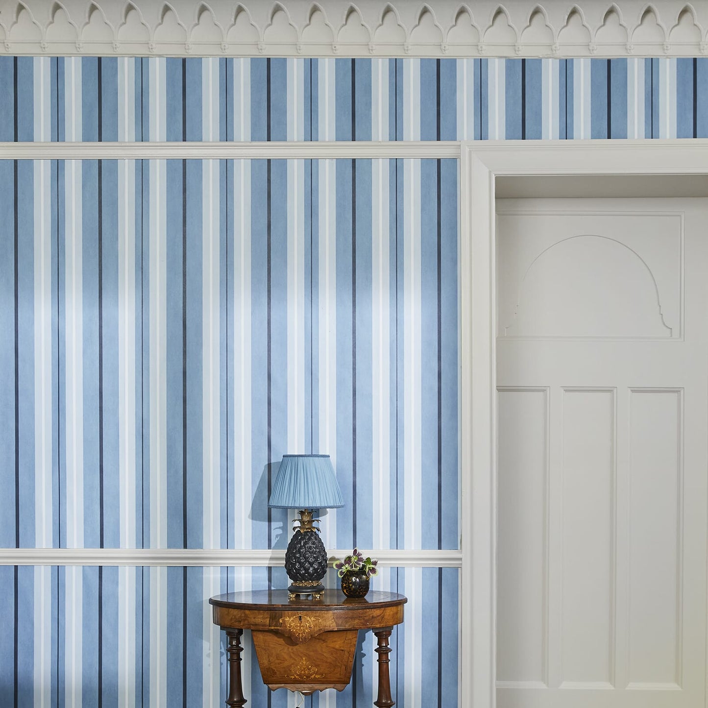 Lauriston Stripe Wallpaper - Sky - House of Hackney - 1-WA-LAS-DI-SKY-XXX - Morris Wallpaper