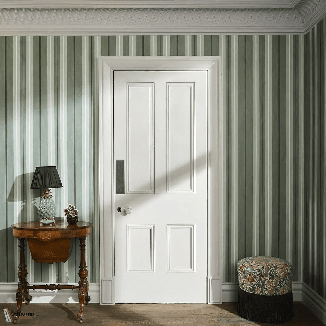 Lauriston Stripe Wallpaper - Verdigris - House of Hackney - 1-WA-LAS-DI-VER-XXX - Morris Wallpaper