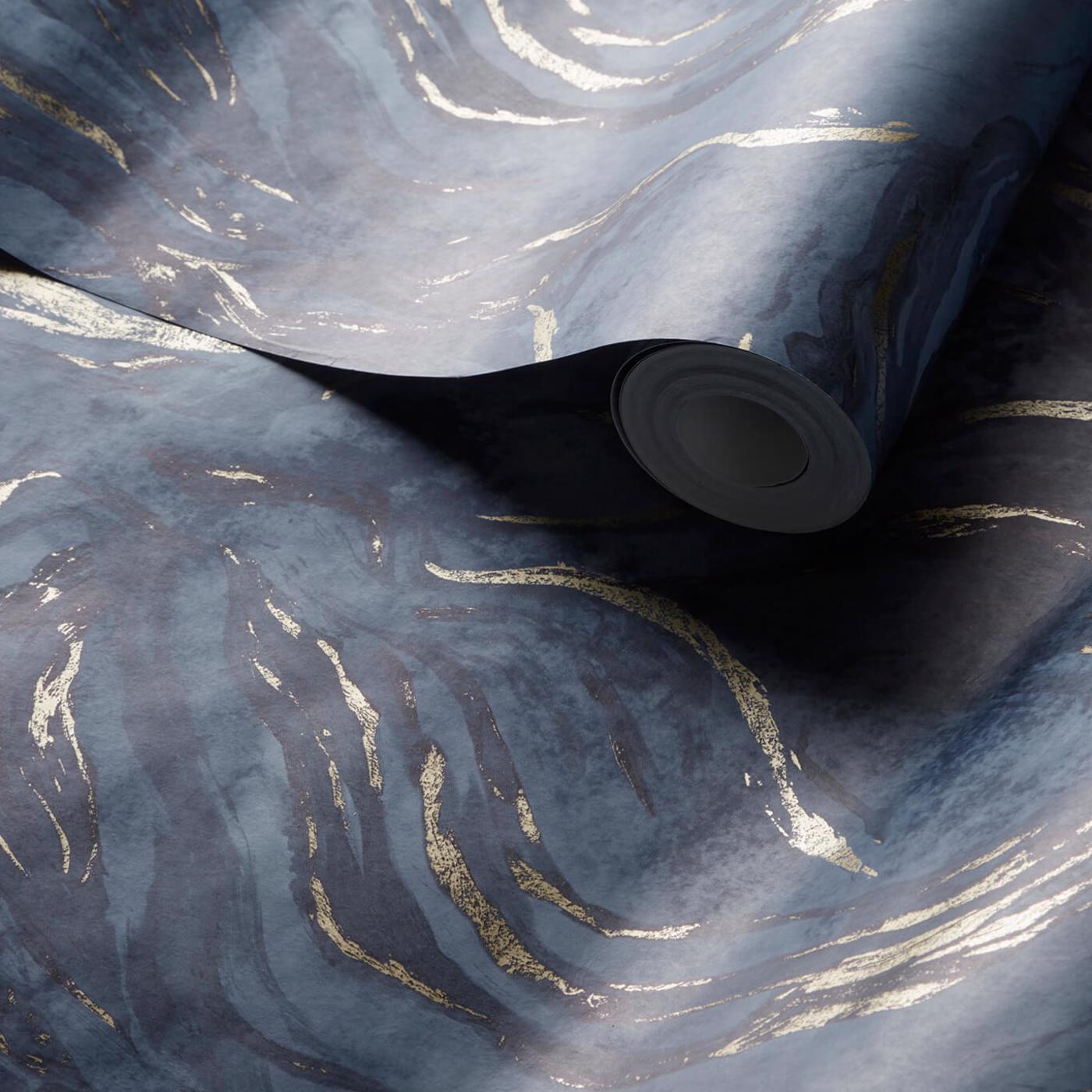 Lavico Wallpaper - Midnight - Clarke & Clarke - W0168/03 - Morris Wallpaper