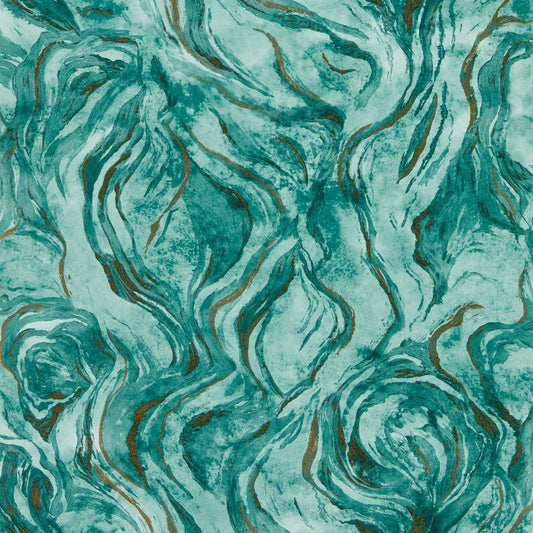 Lavico Wallpaper - Teal - Clarke & Clarke - W0168/04 - Morris Wallpaper