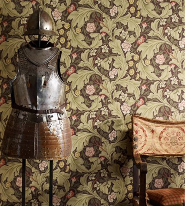 Leicester Wallpaper - Chocolate/Olive - 212542 - Morris & Co - Morris Wallpaper