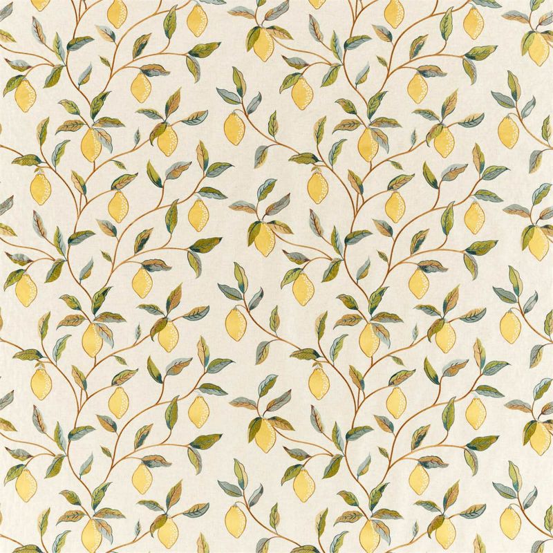 Lemon Tree Embroidery Fabric - Bayleaf/Lemon - Morris & Co - 236823 - Premier Wallcovering