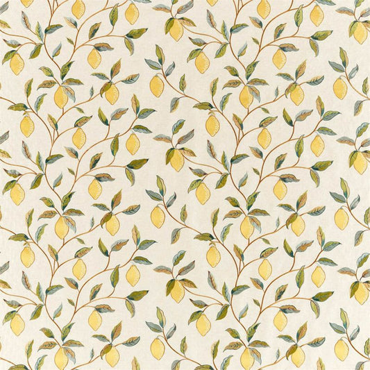 Lemon Tree Embroidery Fabric - Bayleaf/Lemon - Morris & Co - 236823 - Premier Wallcovering