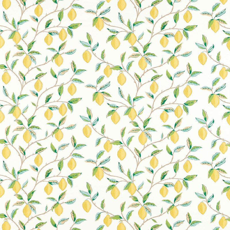 Lemon Tree Fabric - Lemon/Bayleaf - Morris & Co - 226909 - Premier Wallcovering