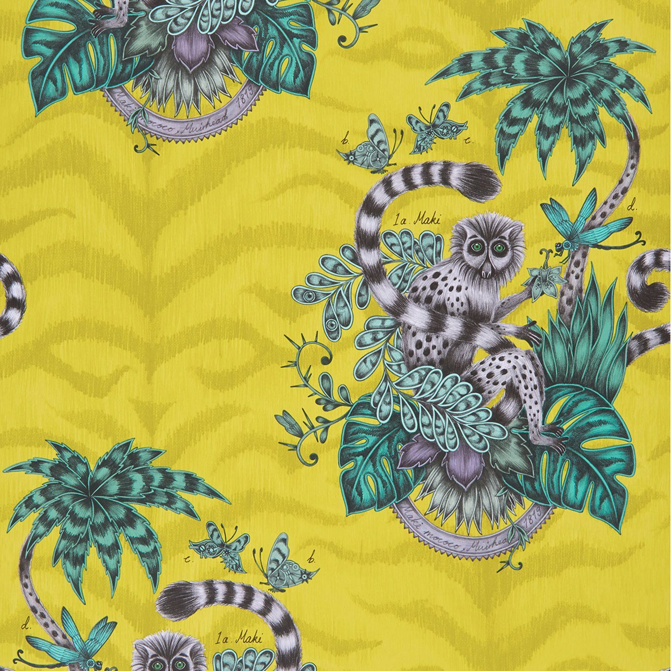 Lemur Wallpaper - Lime - Clarke & Clarke - W0103/02 - Morris Wallpaper