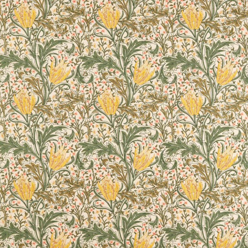 Lent Lily Embroidery Fabric - Artichoke/Weld - Morris & Co - 237663 - Morris Wallpaper