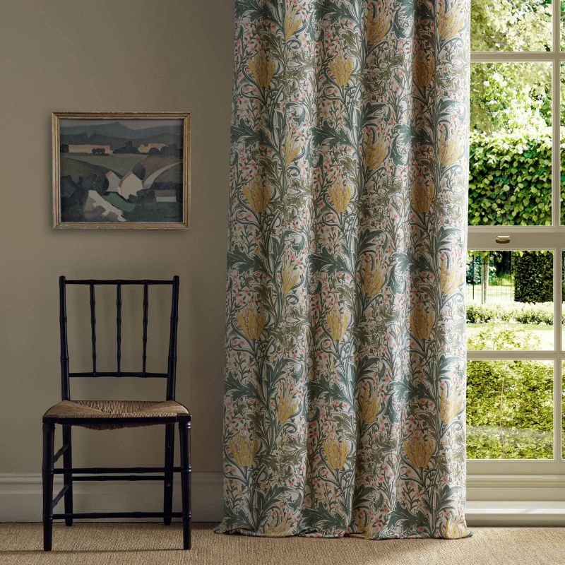 Lent Lily Embroidery Fabric - Artichoke/Weld - Morris & Co - 237663 - Morris Wallpaper