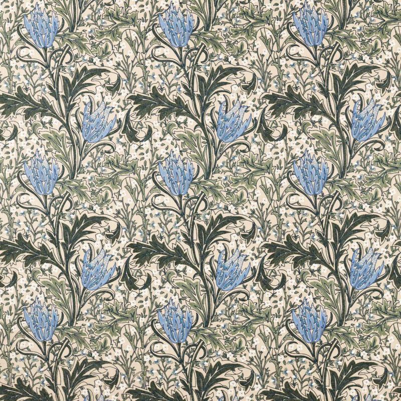 Lent Lily Embroidery Fabric - Forest/Cornflower Blue - Morris & Co - 237662 - Morris Wallpaper