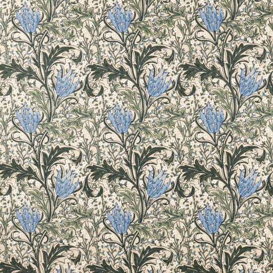 Lent Lily Embroidery Fabric - Forest/Cornflower Blue - Morris & Co - 237662 - Morris Wallpaper