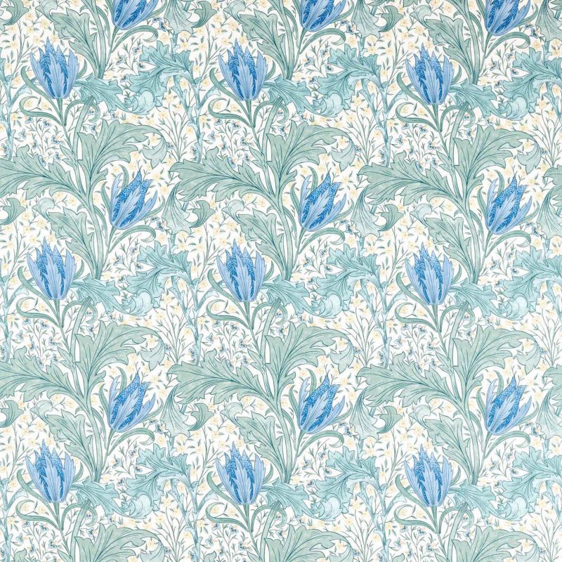 Lent Lily Fabric - Cornflower Blue - Morris & Co - 227380 - Morris Wallpaper