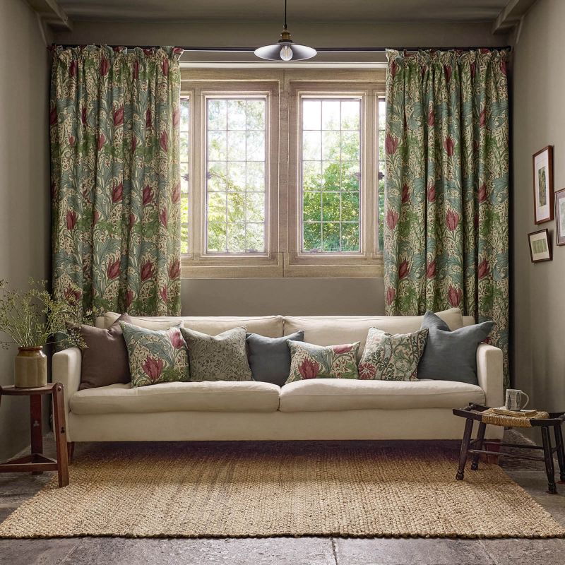 Lent Lily Fabric - Plum/Bayleaf - Morris & Co - 227379 - Morris Wallpaper