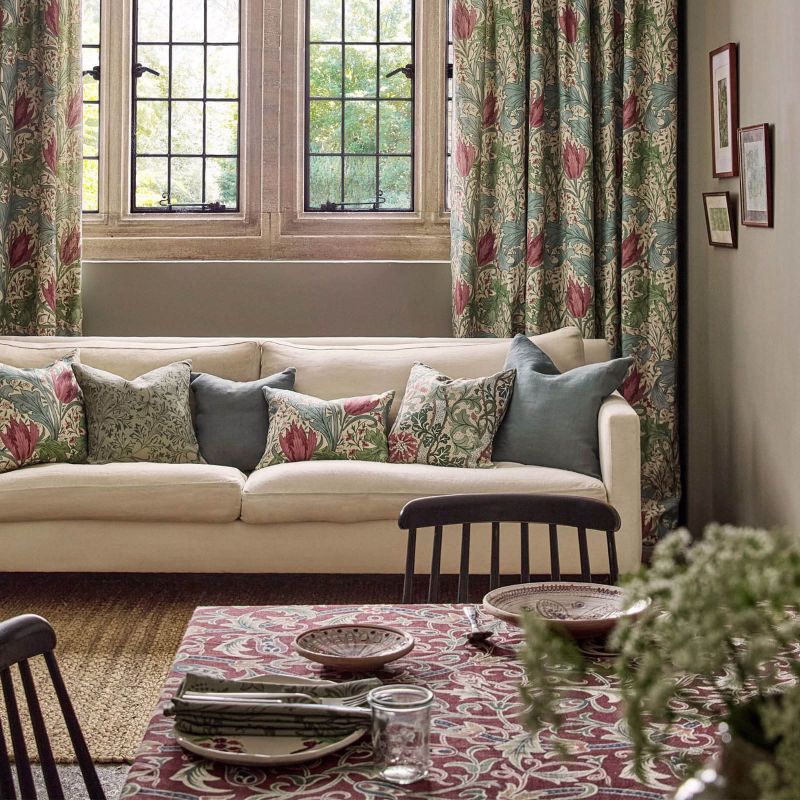 Lent Lily Fabric - Plum/Bayleaf - Morris & Co - 227379 - Morris Wallpaper