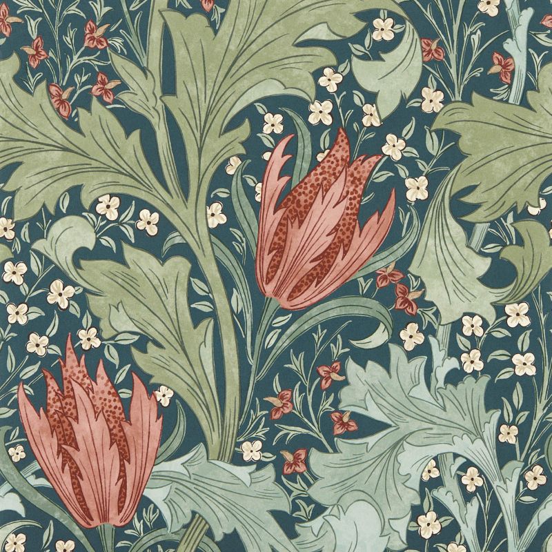 Lent Lily Wallpaper - Indigo/Madder - Morris & Co - 217595 - Morris Wallpaper
