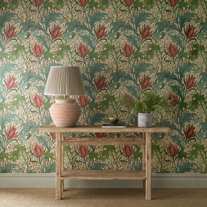 Lent Lily Wallpaper - Plum/Bayleaf - Morris & Co - 217596 - Morris Wallpaper