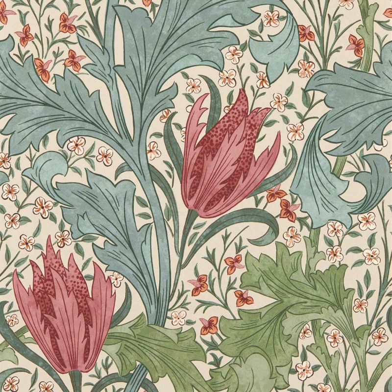 Lent Lily Wallpaper - Plum/Bayleaf - Morris & Co - 217596 - Morris Wallpaper