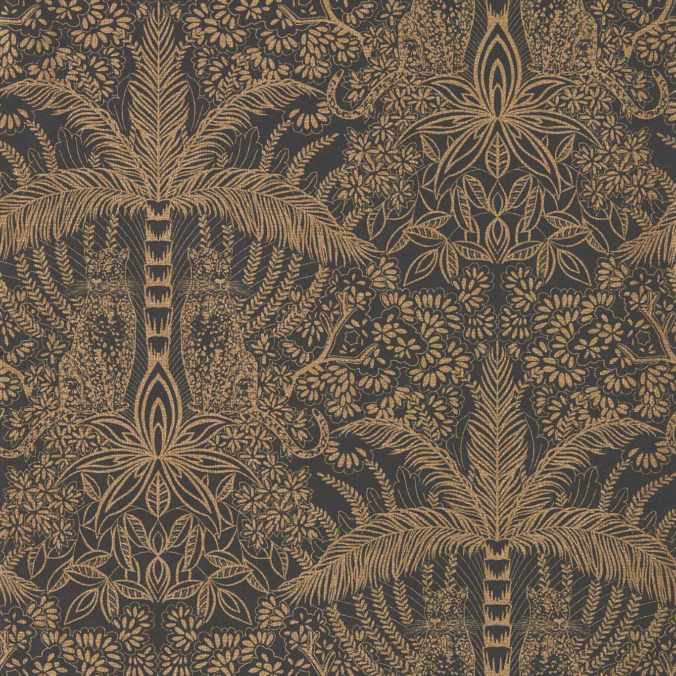 Leopardo Wallpaper - Antique/Noir - Clarke & Clarke - W0141/01 - Morris Wallpaper