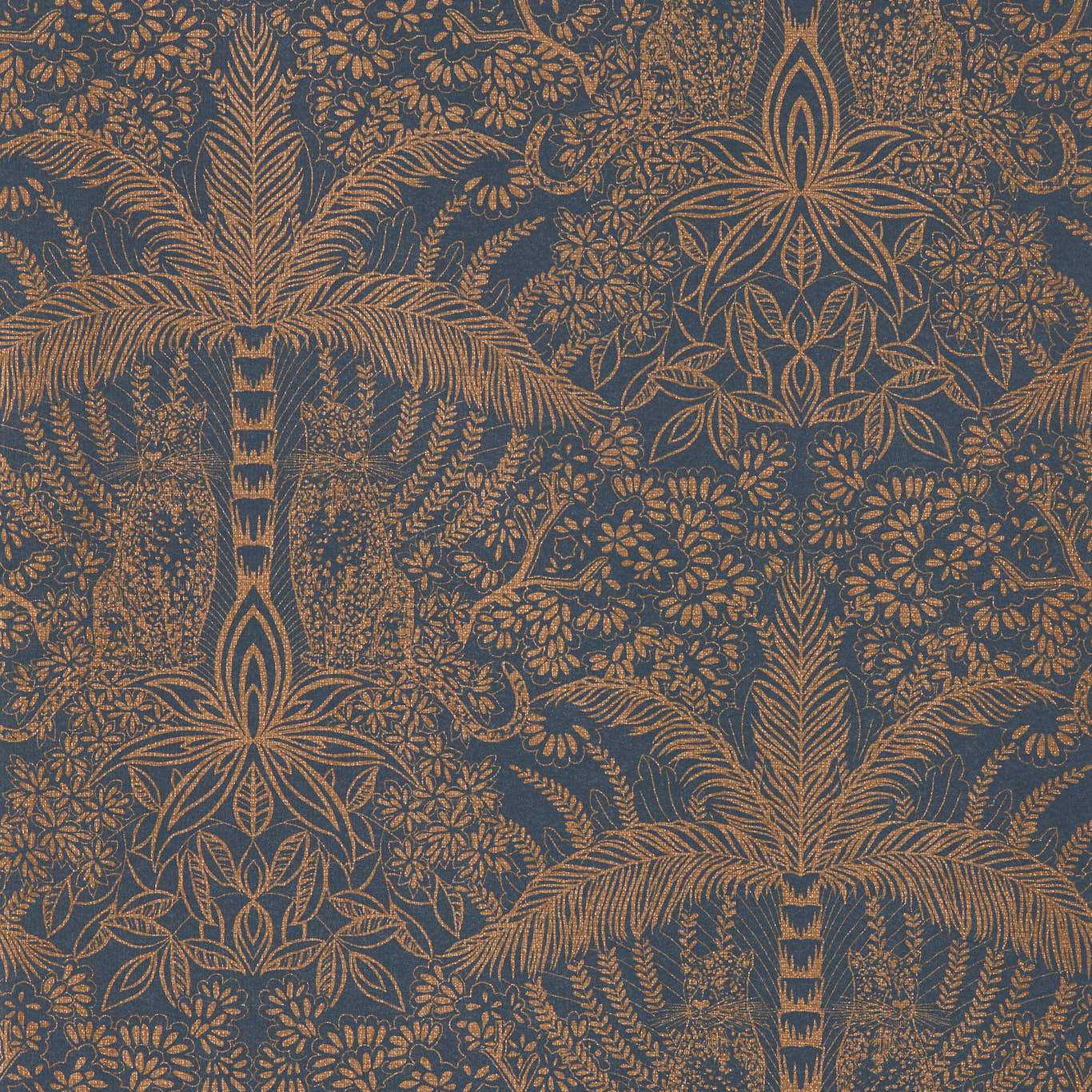 Leopardo Wallpaper - Copper/Midnight - Clarke & Clarke - W0141/02 - Morris Wallpaper
