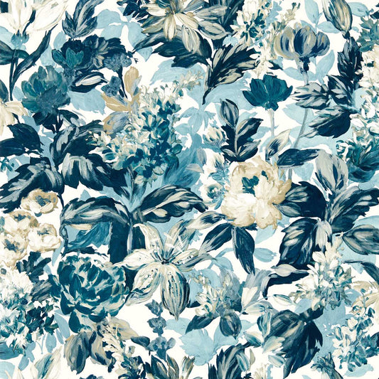 Lilum Wallpaper - Denim/Ivory - Clarke & Clarke - W0158/01 - Morris Wallpaper