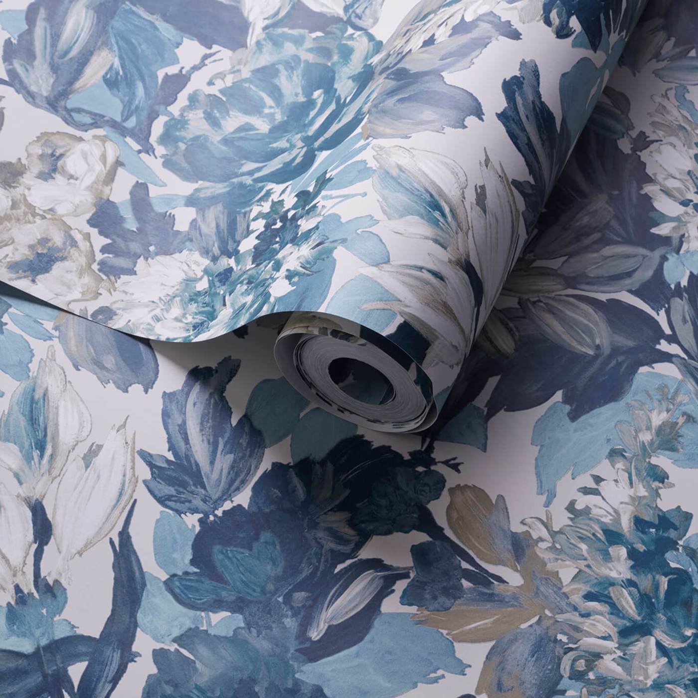 Lilum Wallpaper - Denim/Ivory - Clarke & Clarke - W0158/01 - Morris Wallpaper